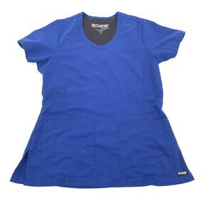 Grey's Anatomy Short Sleeve Scrub Top Size XS Womens Solid Bright Blue Medical
